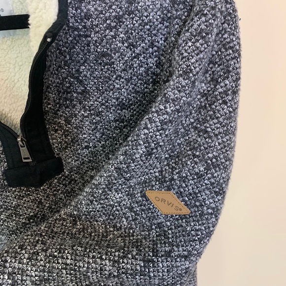 Orvis Brighton 1/4 Zip Sherpa Lined Gray Pullover - Picture 4 of 8